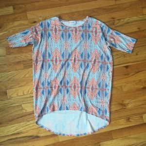 LulaRoe Orange Blue Irma Short Sleeve Tunic
